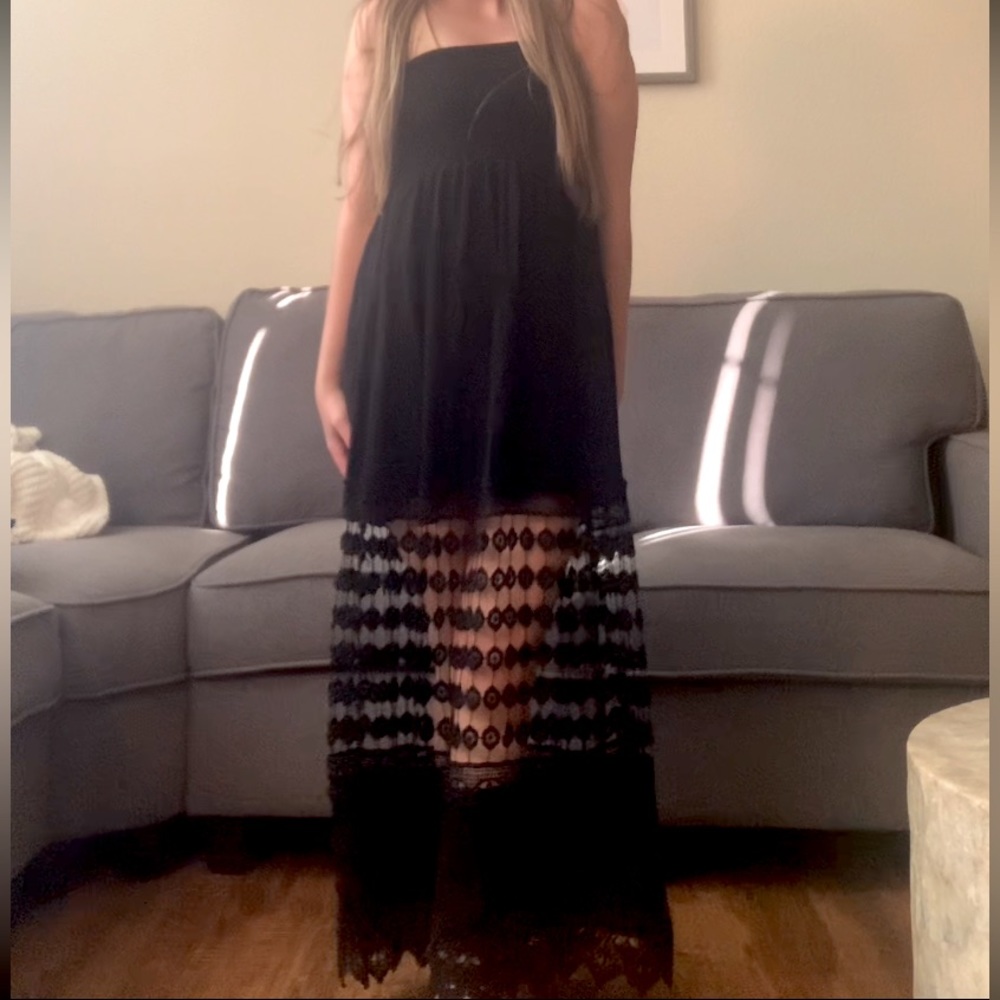 Strapless black lacy sundress size small